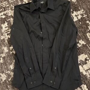 Express Black Long-Sleeve Dress Shirt